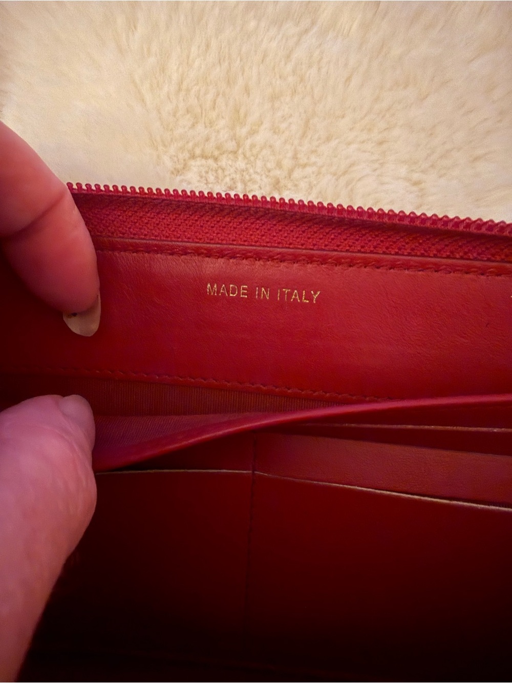 CHANEL Red Chevron Quilted Zip Wallet with Gold Logo COA - Picture 9 of 14